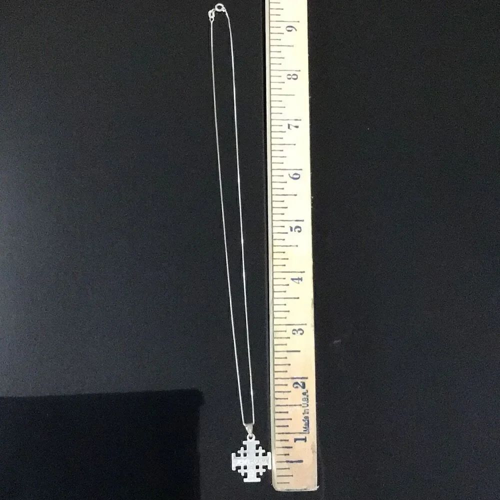 Unique Jerusalem, crusaders cross, sterling silver made in the holy land on 17 i